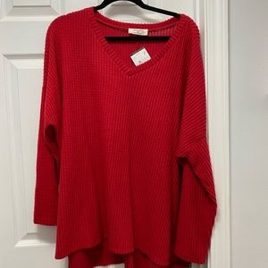 Very cute red thin sweater. Great for the fall.